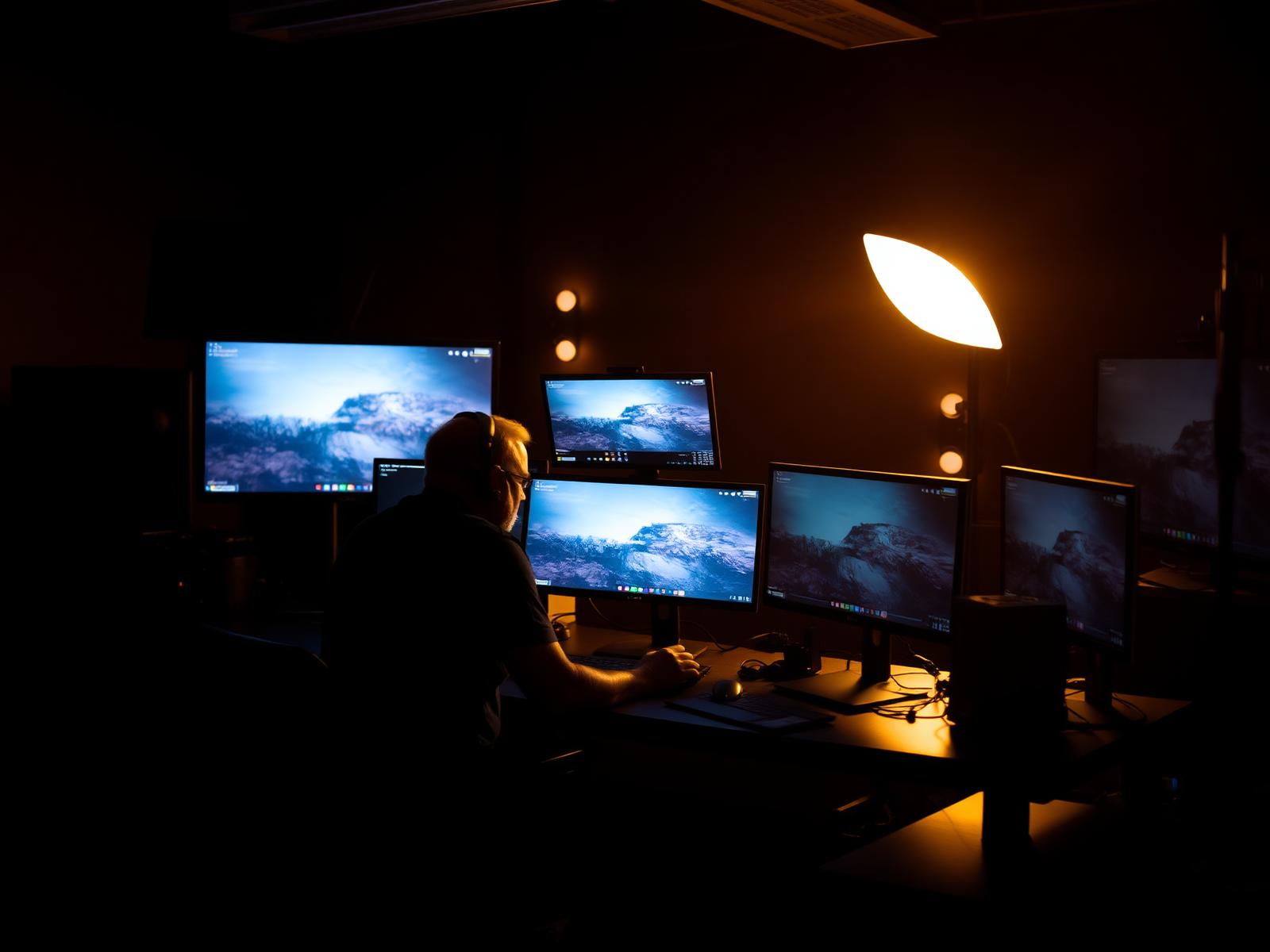 The studio at work