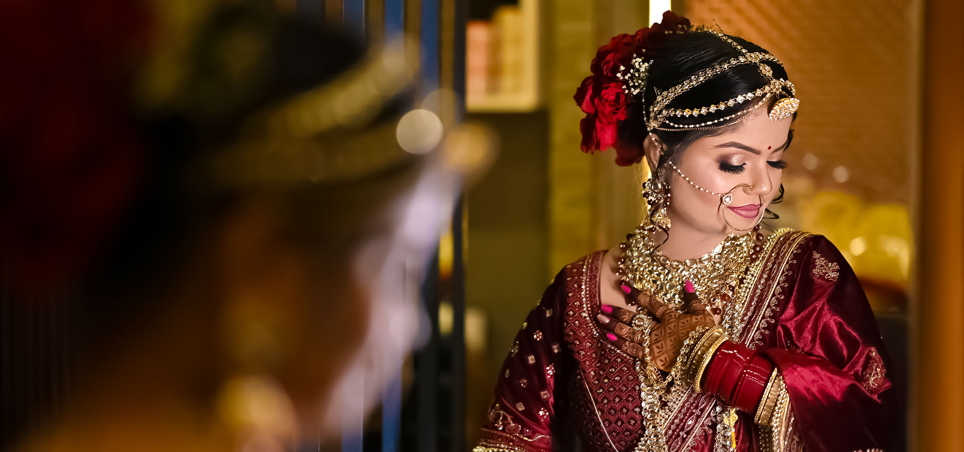 A bride in golden light